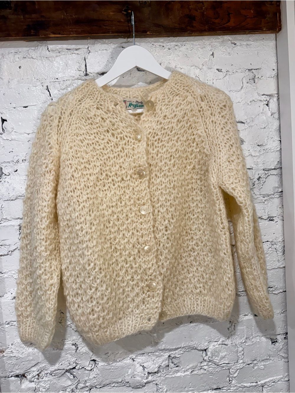 Vintage 1950s luxury knitwear - Open Knit Cream Cardigan - Made in Italy